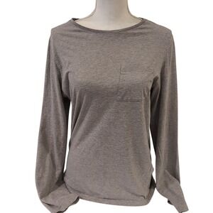 ASOS Womens Long Sleeve Pocket T-Shirt Heather Gray Cotton Crew Neck Small